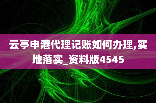 云亭申港代理记账如何办理,实地落实_资料版4545