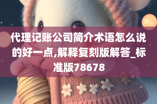 代理记账公司简介术语怎么说的好一点,解释复刻版解答_标准版78678