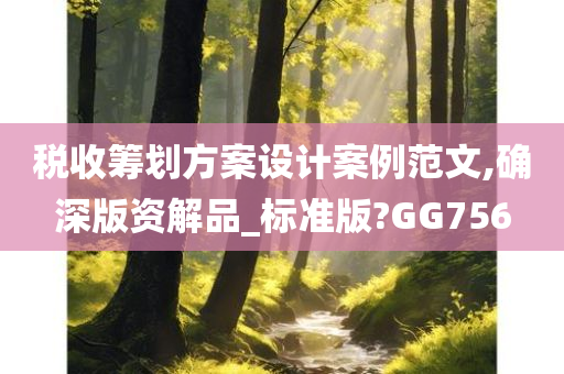 税收筹划方案设计案例范文,确深版资解品_标准版?GG756