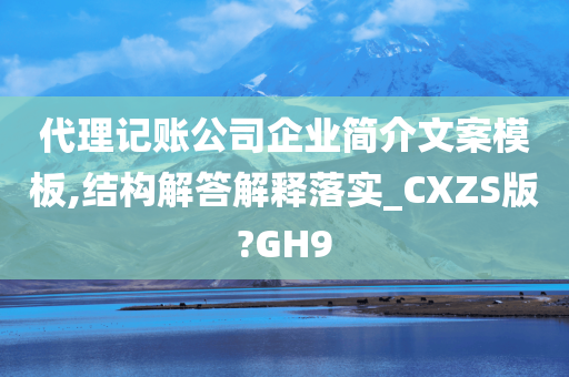 代理记账公司企业简介文案模板,结构解答解释落实_CXZS版?GH9