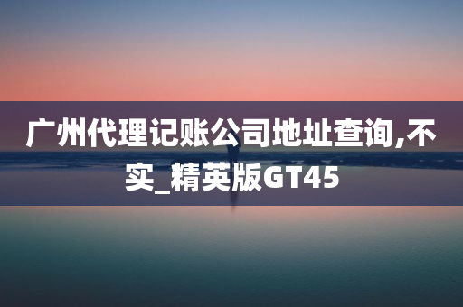 广州代理记账公司地址查询,不实_精英版GT45