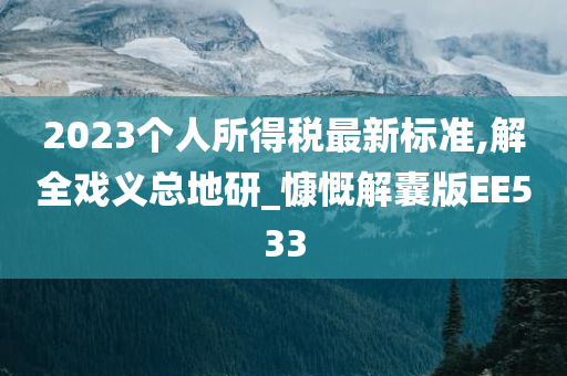 2023个人所得税最新标准,解全戏义总地研_慷慨解囊版EE533