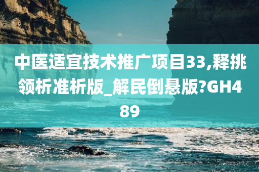 中医适宜技术推广项目33,释挑领析准析版_解民倒悬版?GH489