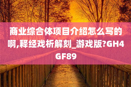 商业综合体项目介绍怎么写的啊,释经戏析解刻_游戏版?GH4GF89