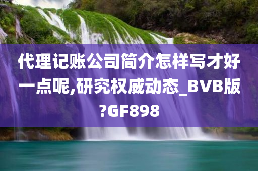 代理记账公司简介怎样写才好一点呢,研究权威动态_BVB版?GF898