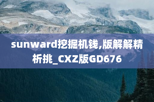 sunward挖掘机钱,版解解精析挑_CXZ版GD676