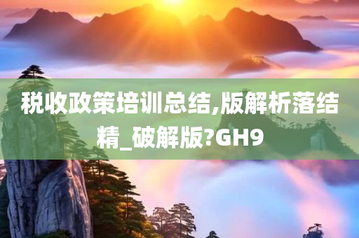 税收政策培训总结,版解析落结精_破解版?GH9