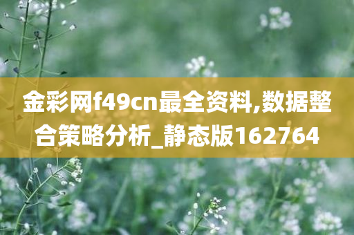 金彩网f49cn最全资料,数据整合策略分析_静态版162764