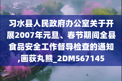 习水县人民政府办公室关于开展2007年元旦、春节期间全县食品安全工作督导检查的通知,画荻丸熊_2DM567145