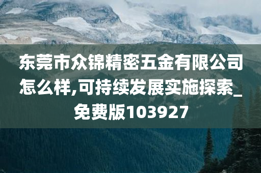 东莞市众锦精密五金有限公司怎么样,可持续发展实施探索_免费版103927