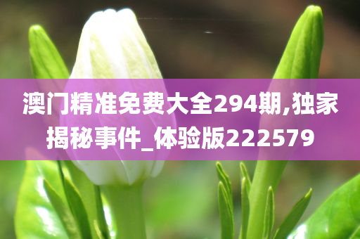 澳门精准免费大全294期,独家揭秘事件_体验版222579