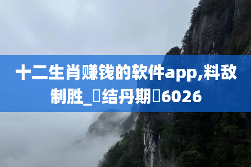 十二生肖赚钱的软件app,料敌制胜_‌结丹期‌6026