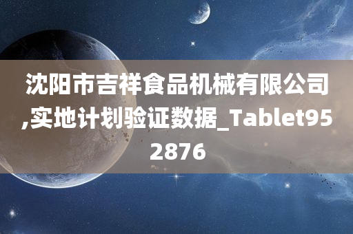 沈阳市吉祥食品机械有限公司,实地计划验证数据_Tablet952876