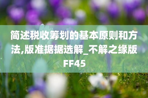 简述税收筹划的基本原则和方法,版准据据选解_不解之缘版FF45